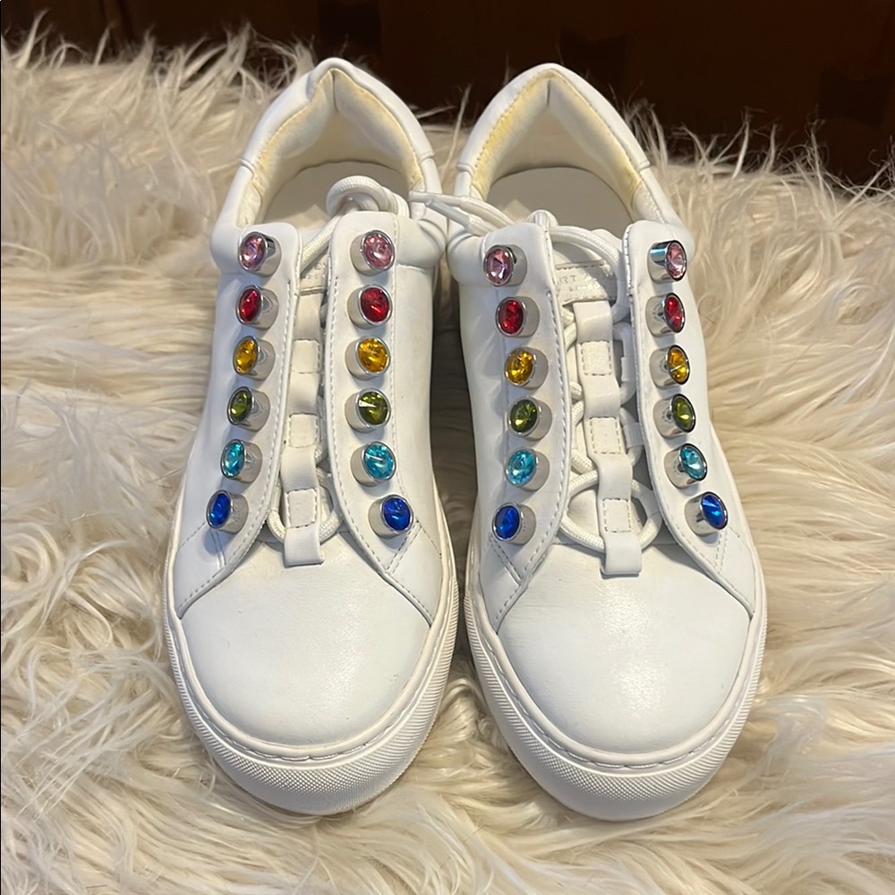 Kurt Geiger White Sneakers with Multicolor Gems